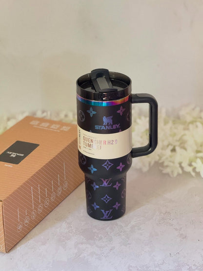 40oz luxury-inspired travel cup – rainbow black