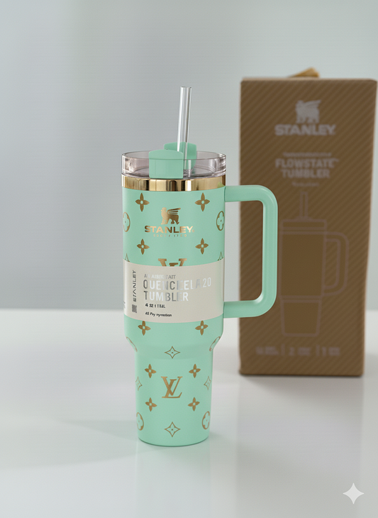 40oz luxury-inspired travel cup – aqua blue