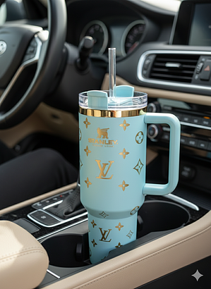 40oz luxury-inspired travel cup – aqua blue
