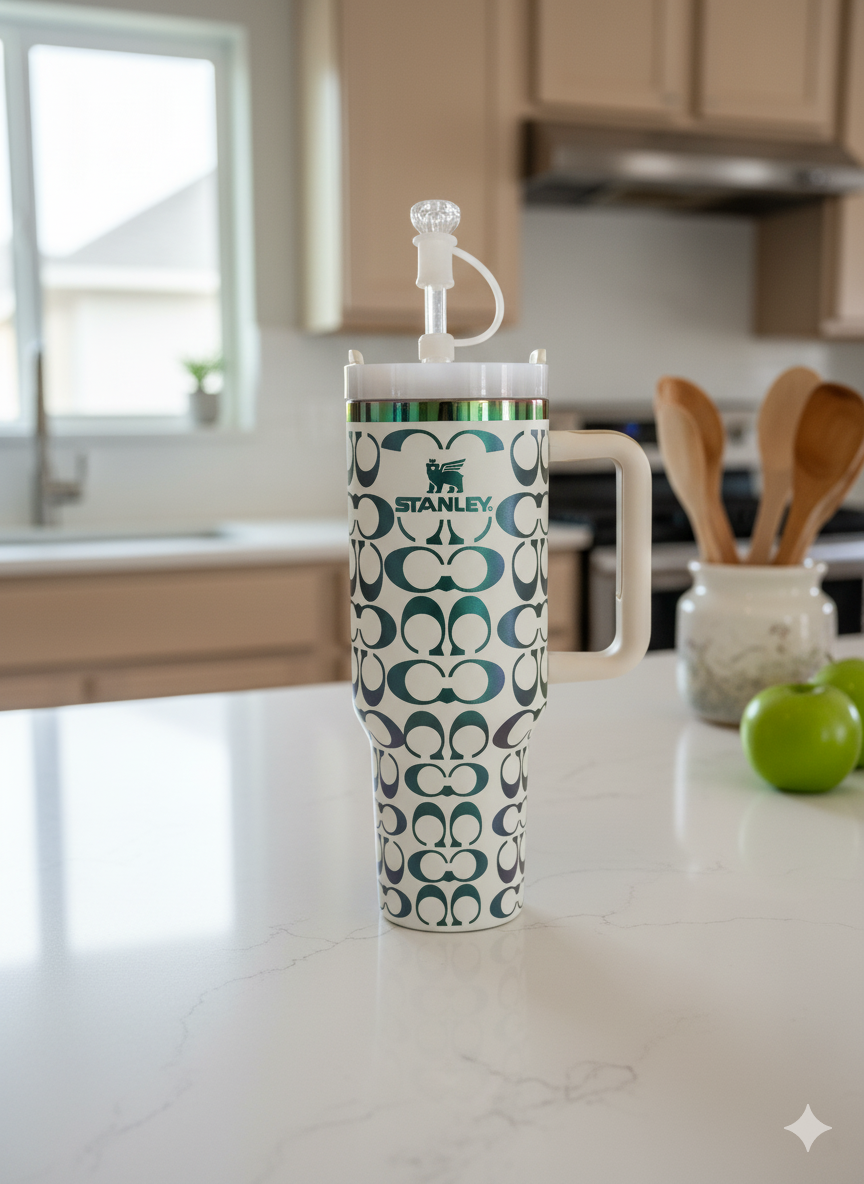 Luxury double set H2.0 40oz travel cup with straw and keyring