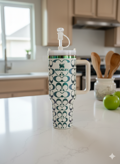 Luxury double set H2.0 40oz travel cup with straw and keyring