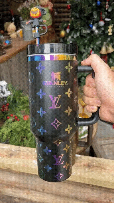 40oz luxury-inspired travel cup – rainbow black