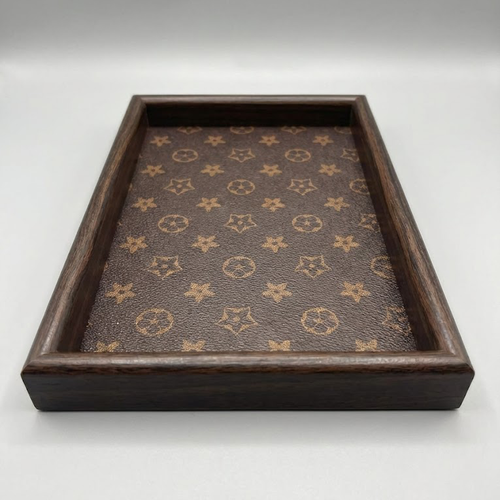Storage tray with premium finish and LV-style design