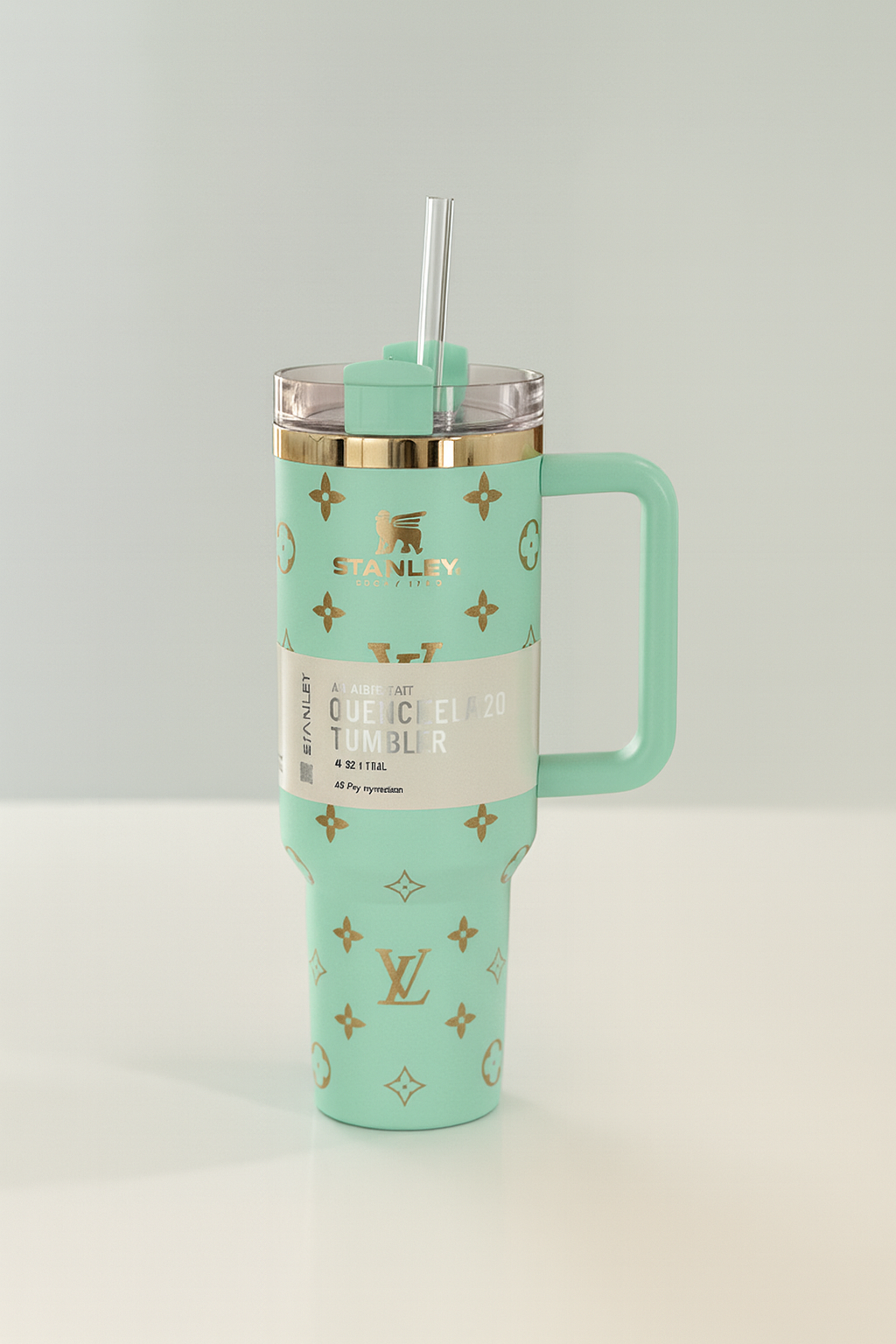 40oz luxury-inspired travel cup – aqua blue